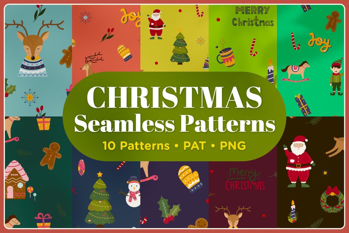 圣诞节日主题无缝图案纹理背景素材 Christmas Seamless Patterns插图