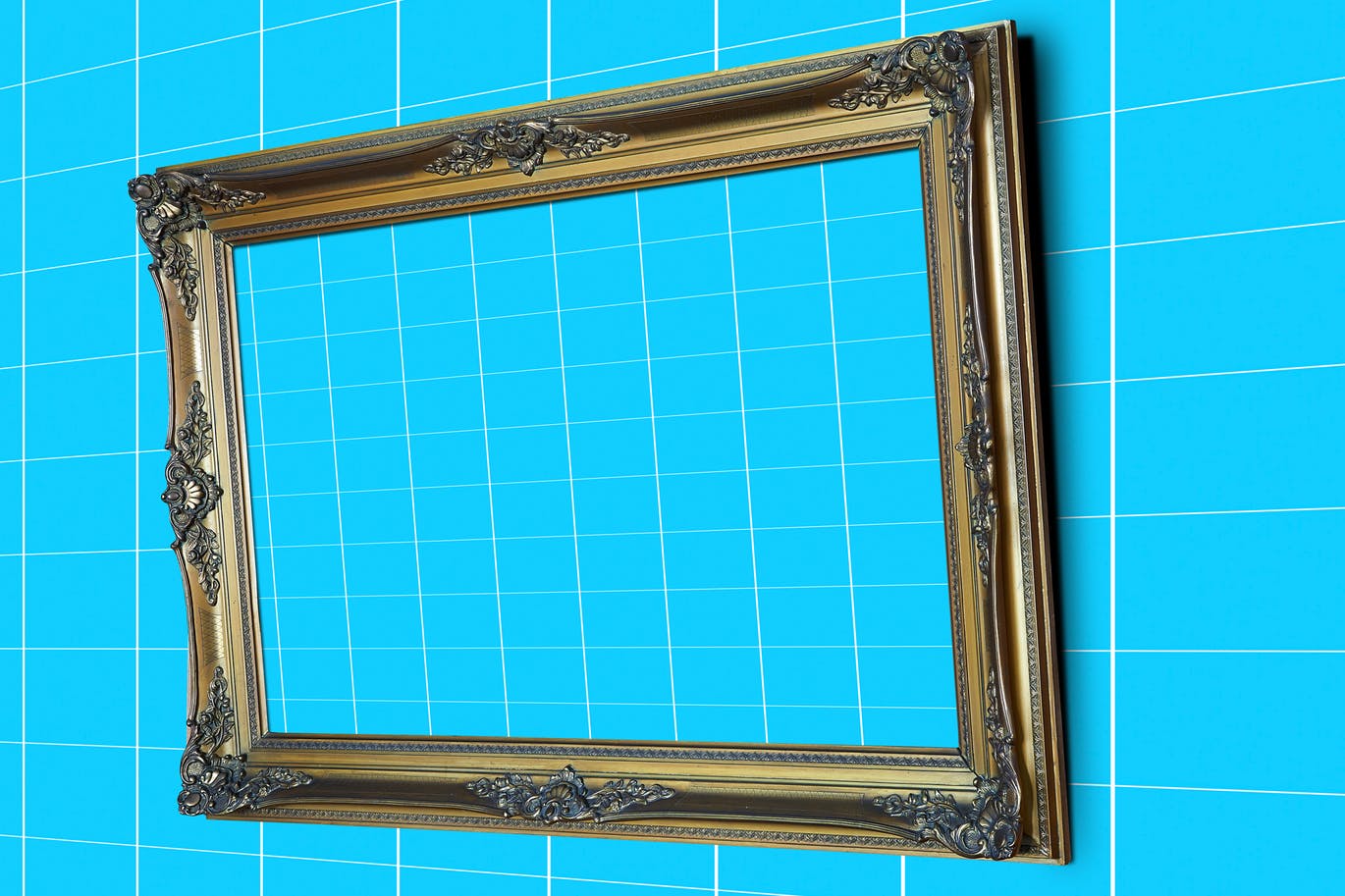古典风格金色画框相框样机素材库精选 Gold_Frame_Perspective_Mockup插图