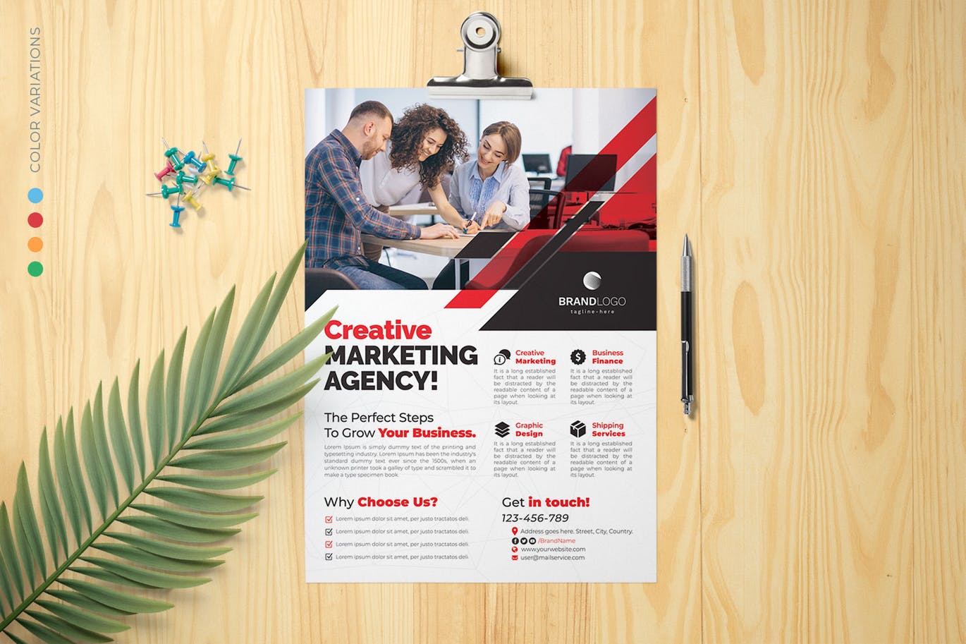 标准企业品牌宣传单排版设计模板 Corporate Flyer插图