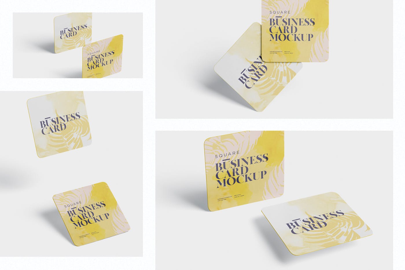 圆角设计风格企业名片效果图普贤居精选 Business Card Mockup – Square Round Corner插图(1)