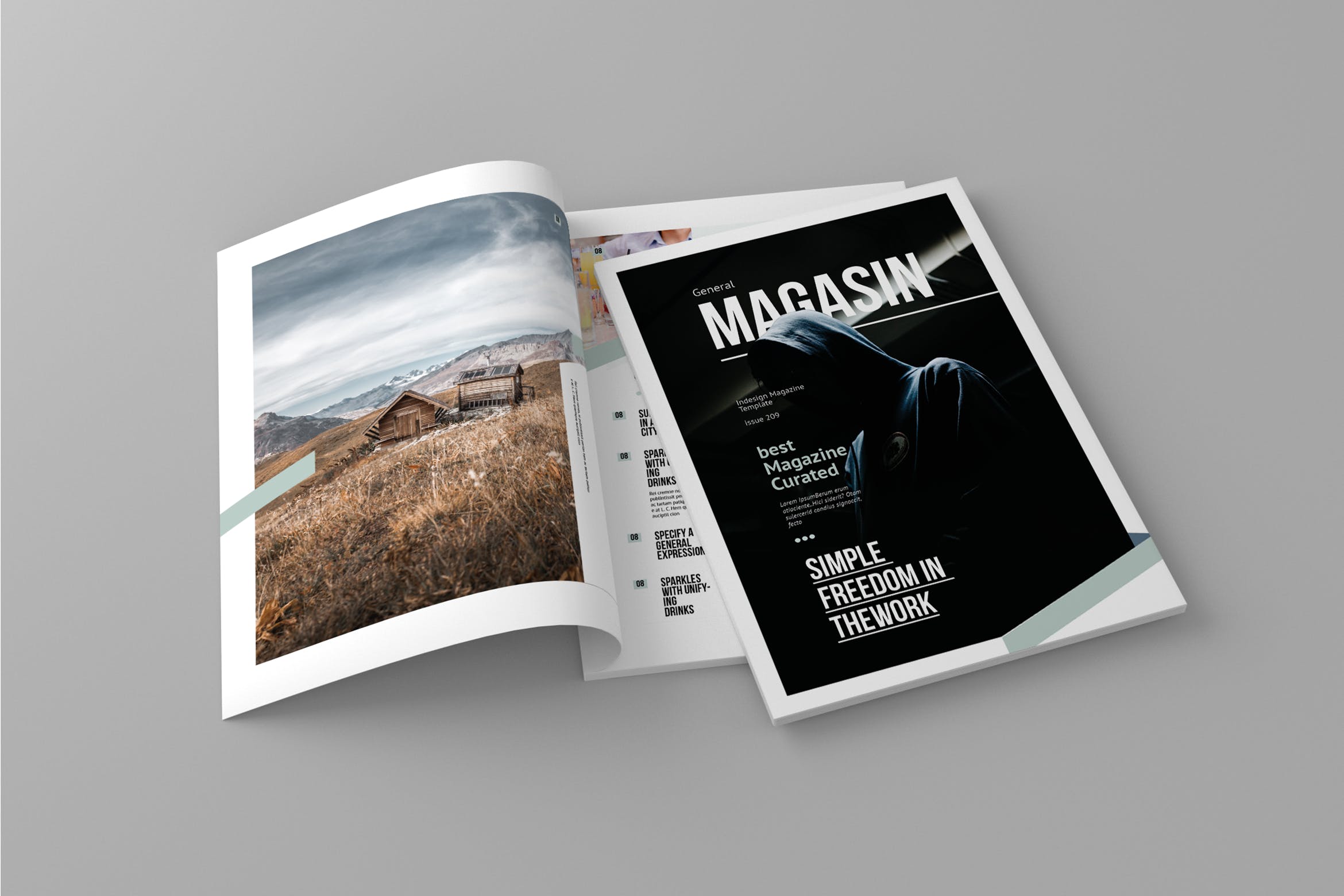 多用途企业宣传普贤居精选杂志排版设计模板 Magasin – Magazine Template插图