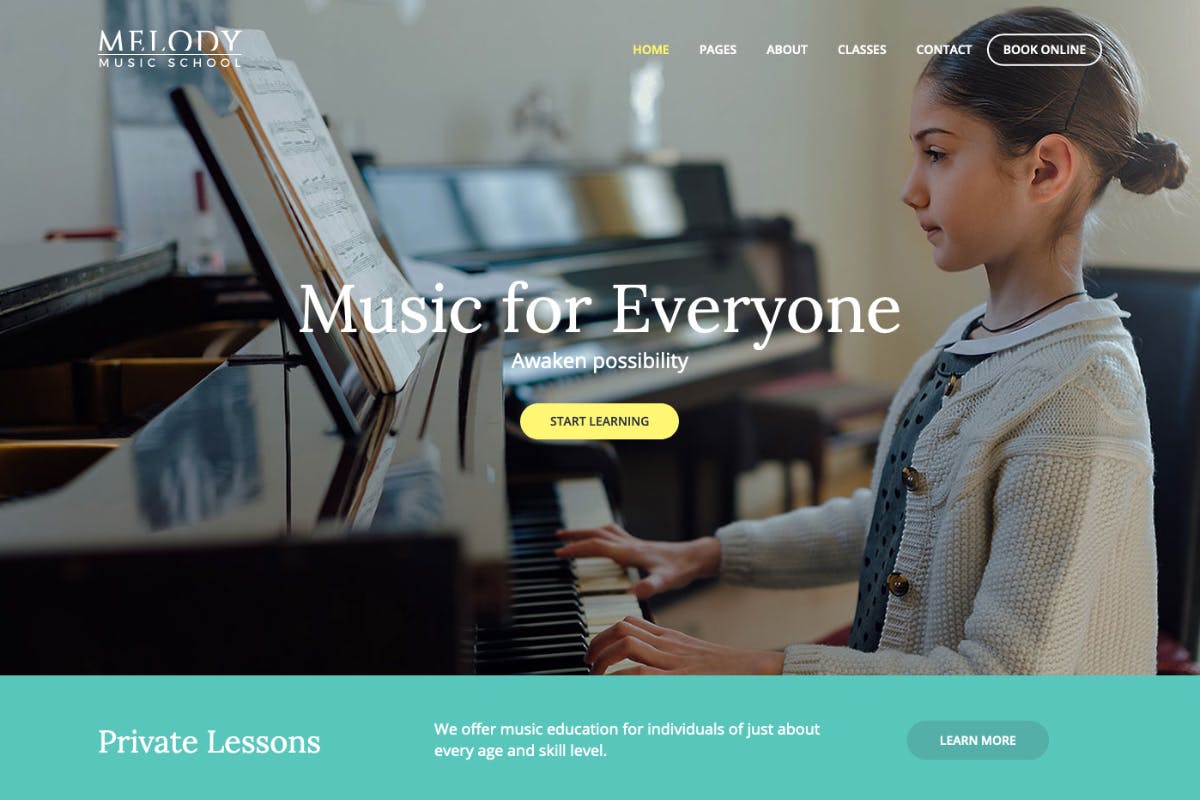 音乐培训机构学校网站设计PSD模板 Melody插图