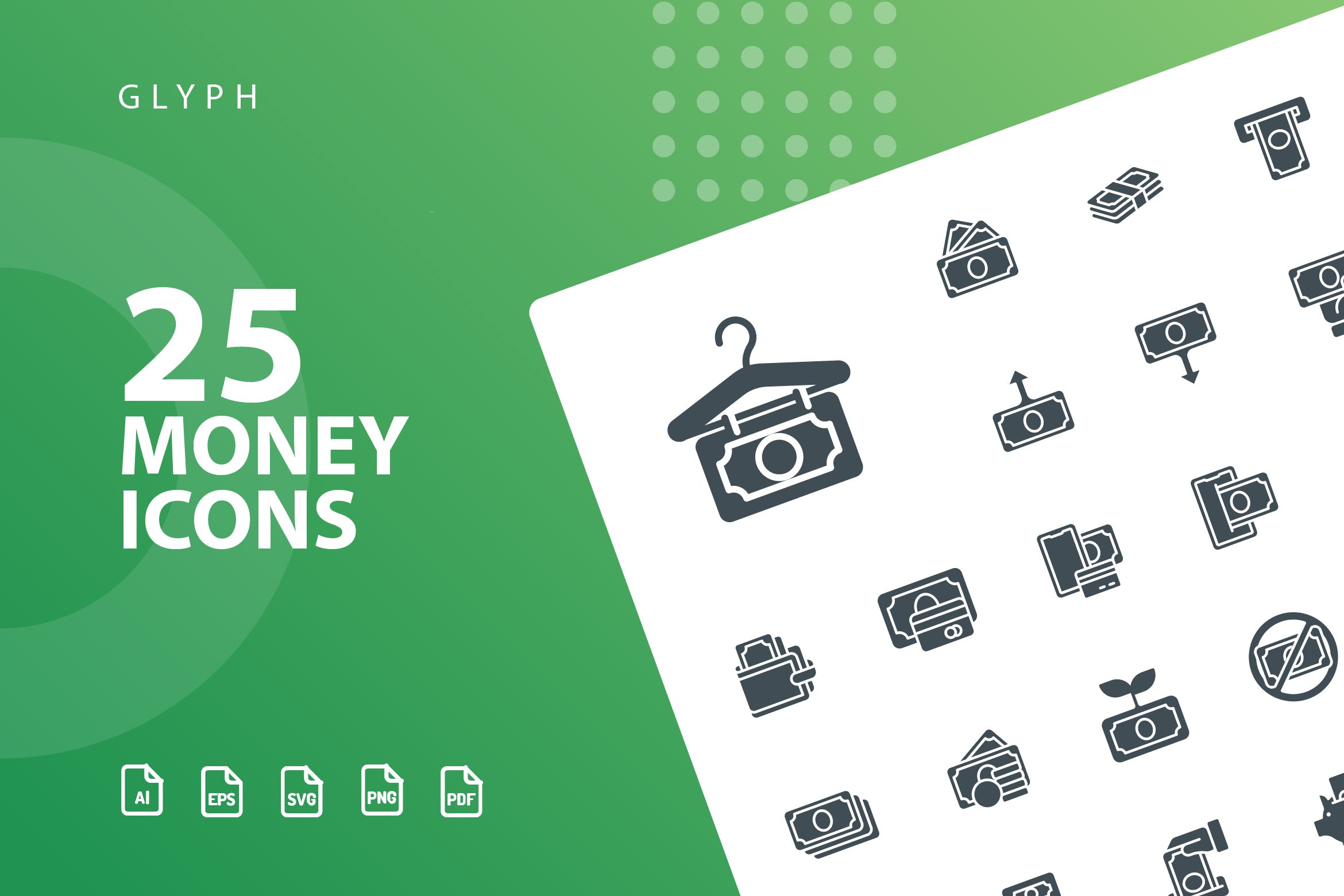 25枚金钱主题矢量字体非凡图库精选图标 Money Glyph Icons插图