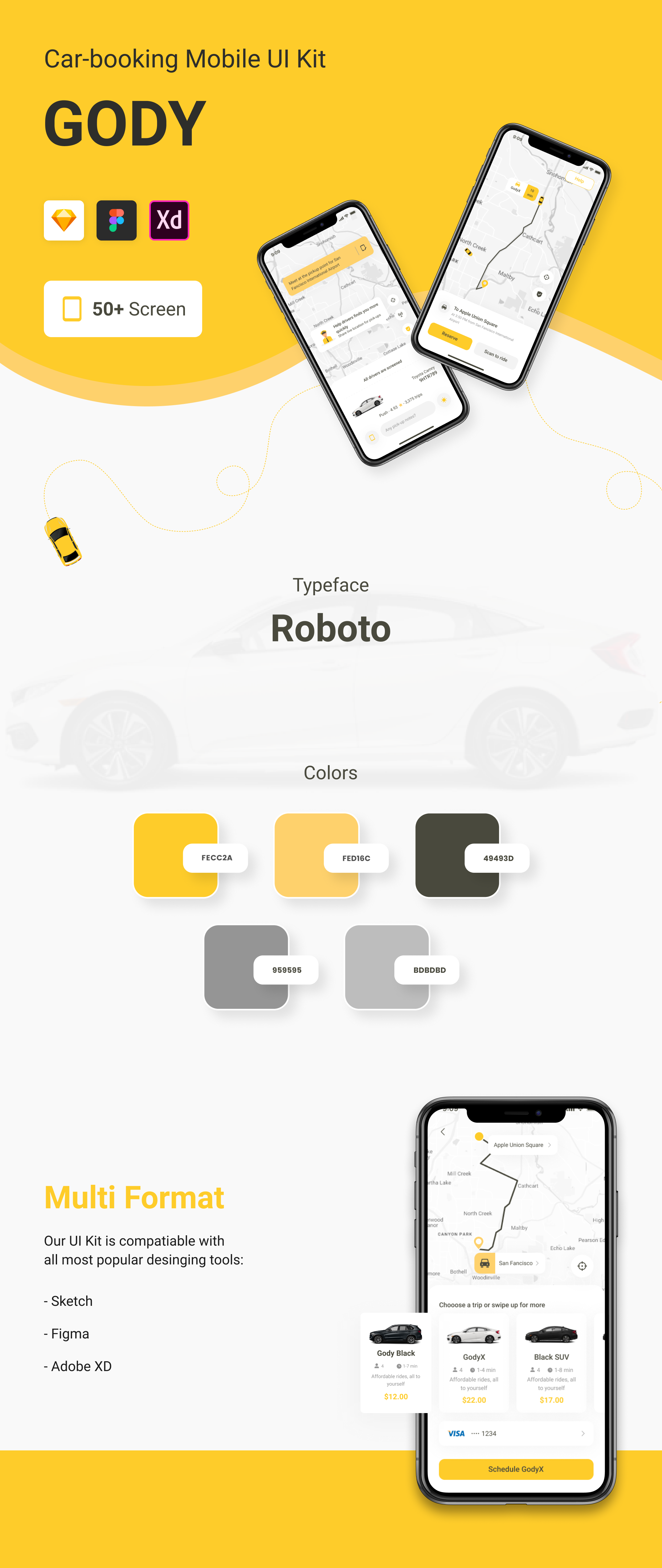 素材库下午茶：汽车预订移动应用程序App UI套件插图