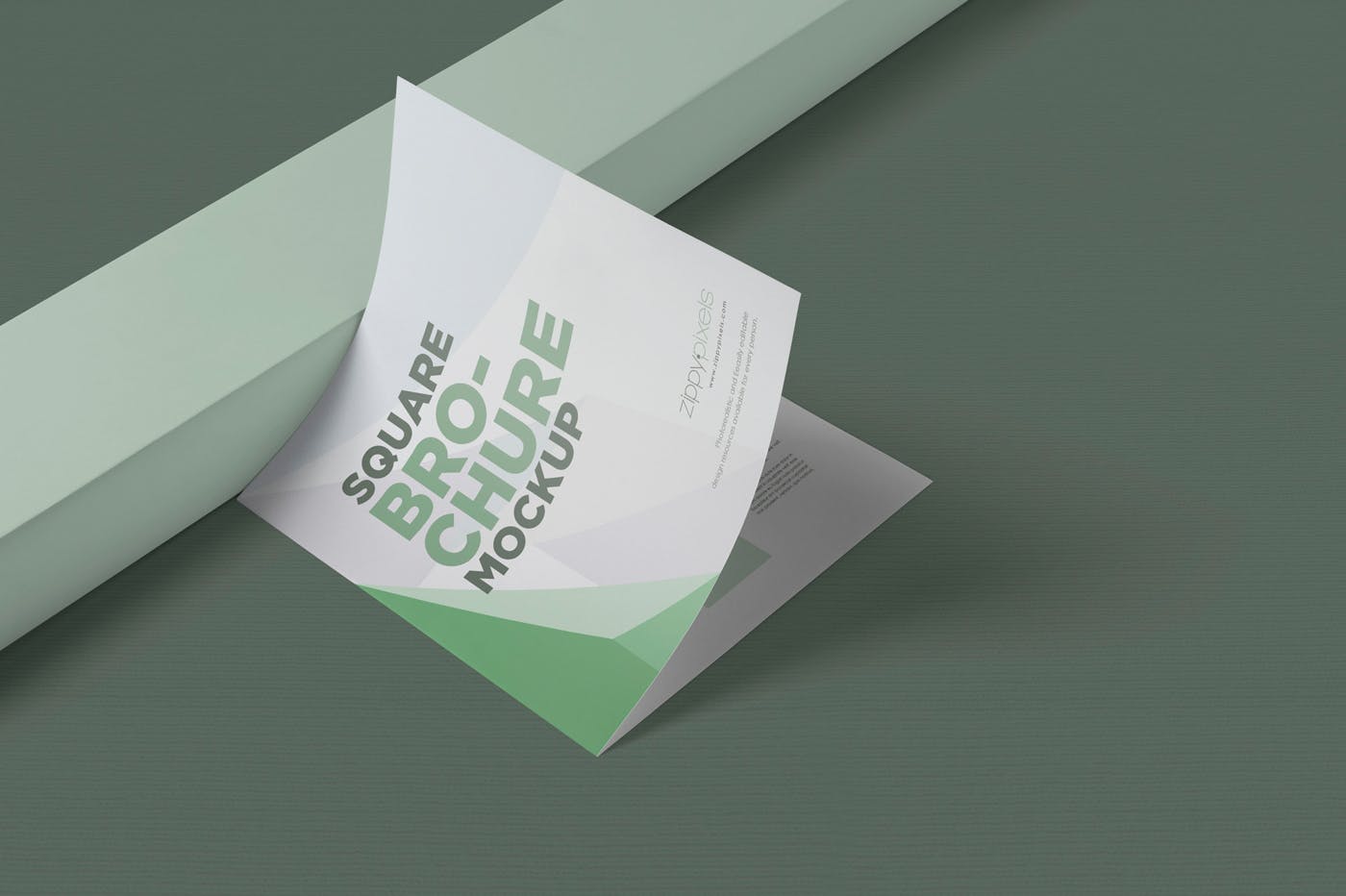 方形对折页宣传手册设计效果图样机非凡图库精选 Square Bifold Brochure Mockups插图(3)