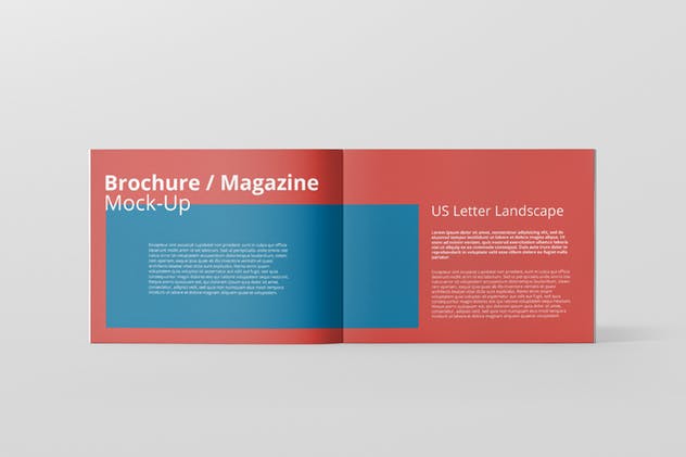 横版企业画册/宣传册/折页传单封面设计图样机普贤居精选 US Letter Landscape Brochure / Magazine Mock-Up插图(7)