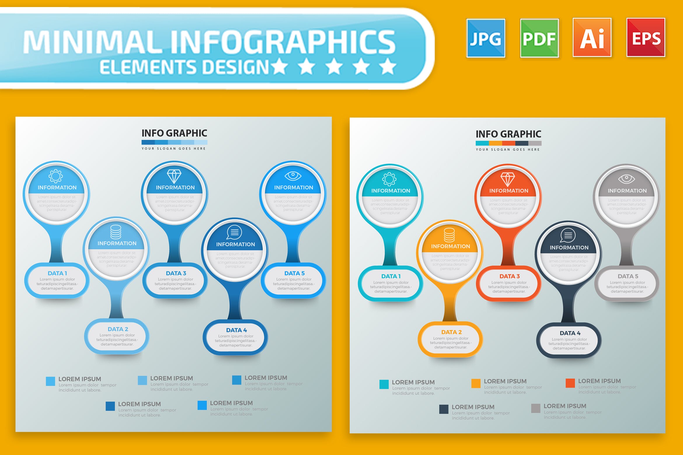 要点说明/重要特征信息图表矢量图形素材库精选素材v2 Infographic Elements Design插图