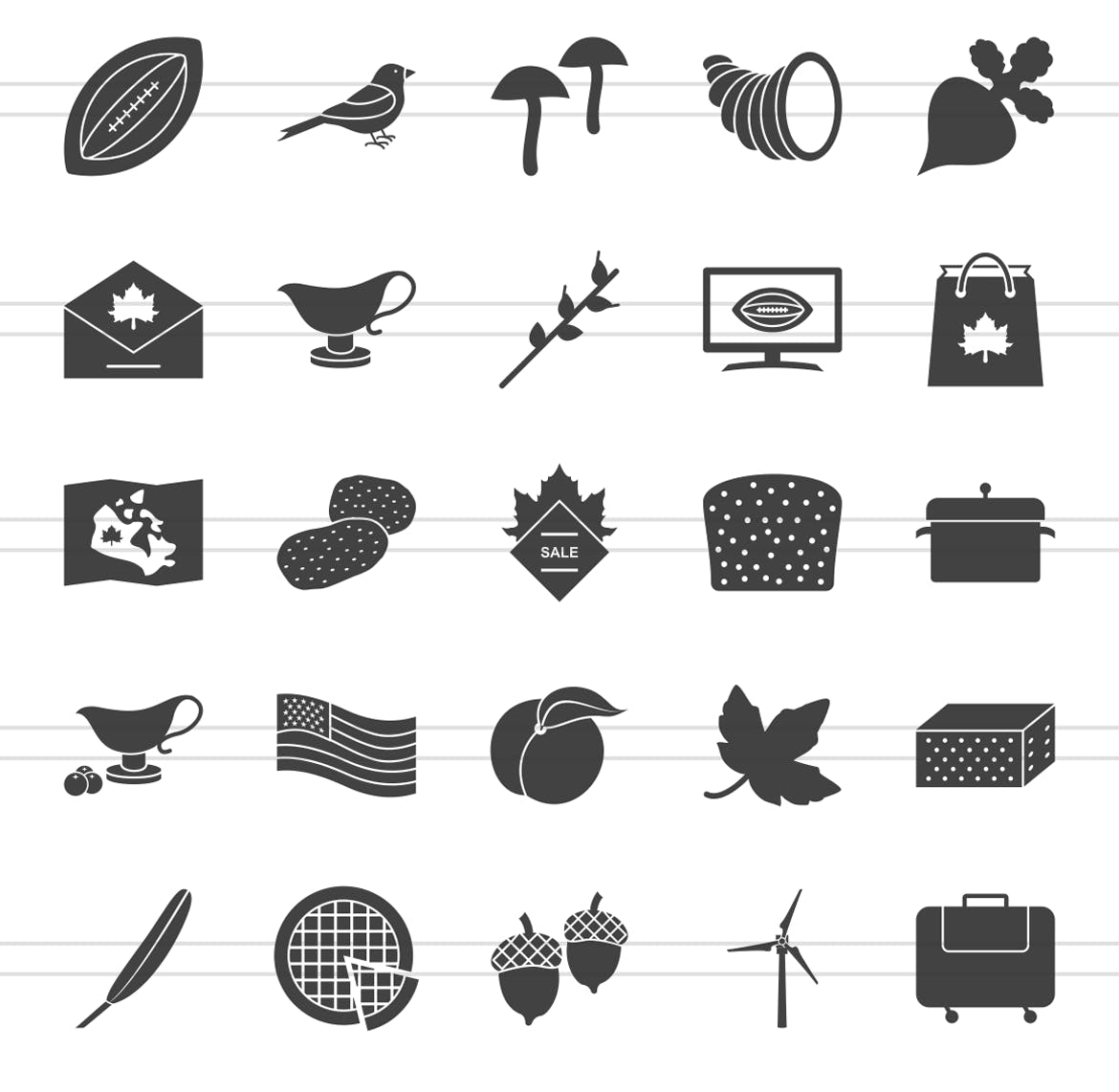 50枚感恩节主题矢量字体非凡图库精选图标 50 Thanksgiving Glyph Icons插图(2)