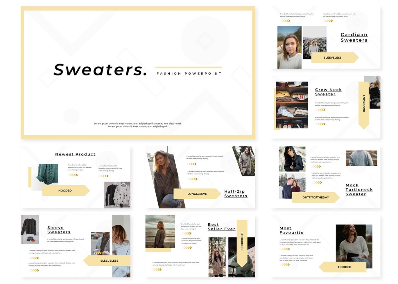 服装品牌新品目录介绍16图库精选Keynote模板 Sweaters | Keynote Template插图(1)