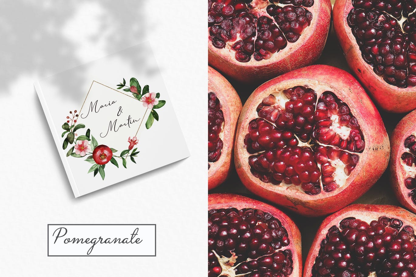 水彩石榴剪贴画/花框/花环非凡图库精选设计素材 Watercolor pomegranate. Clipart, frames, wreaths插图(9)