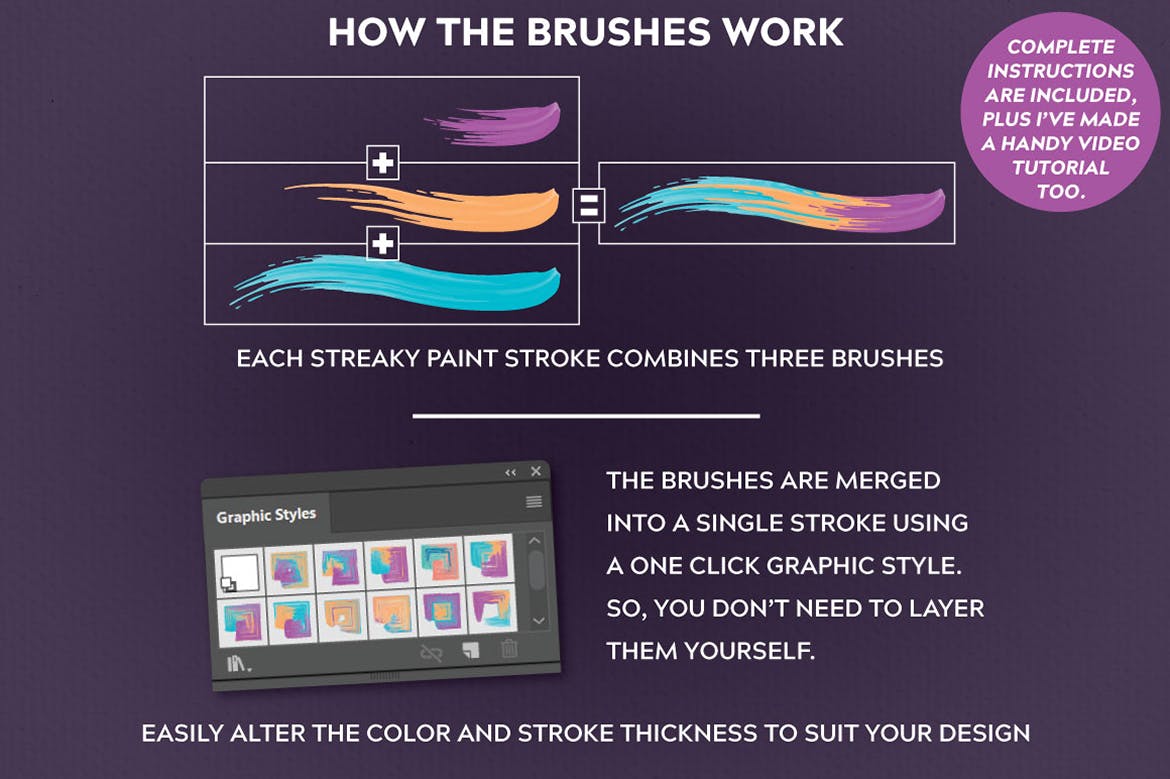 多彩混合油漆AI笔刷16素材精选 Multi-color, Mixed Paint Brushes插图(5)