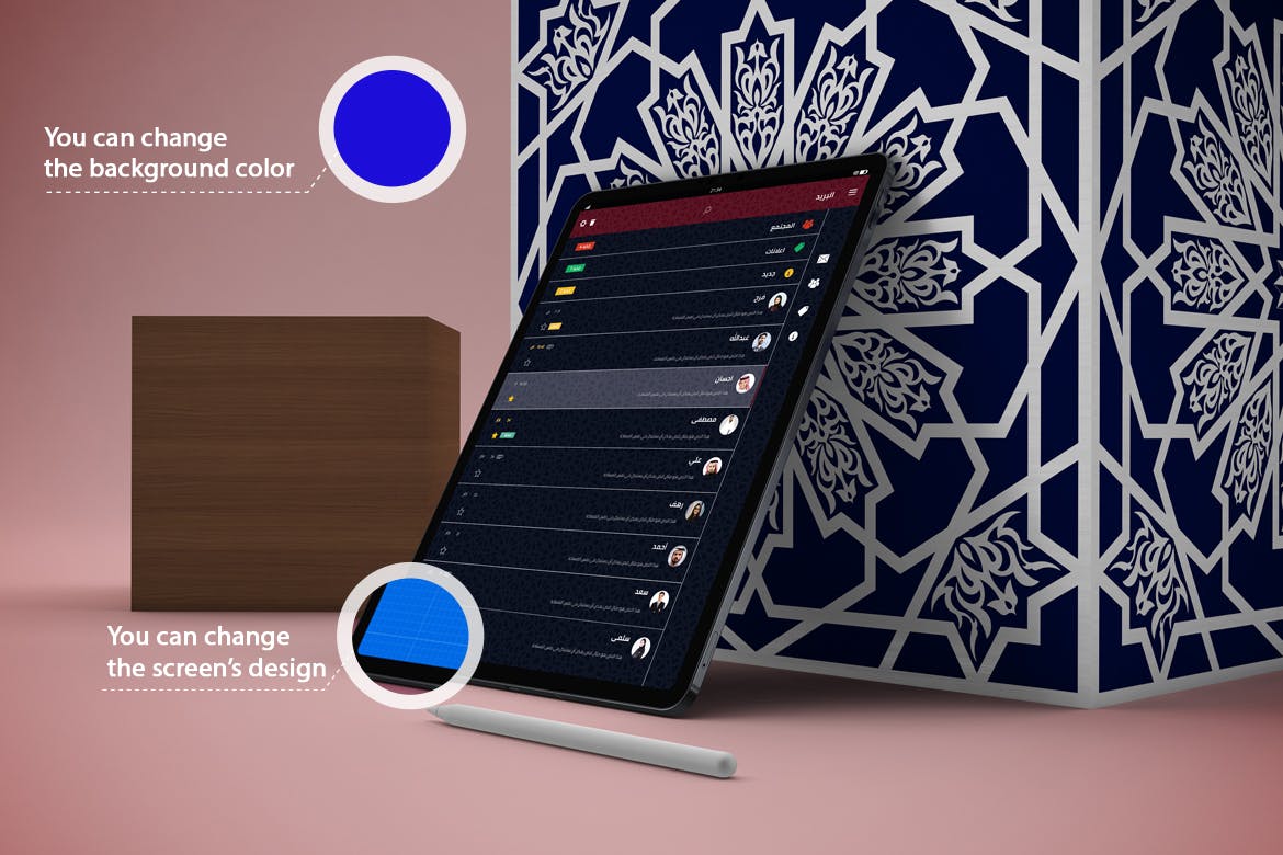 iPad Pro平板电脑UI设计图多角度演示普贤居精选样机模板 Arabic iPad Pro Mockup插图(2)