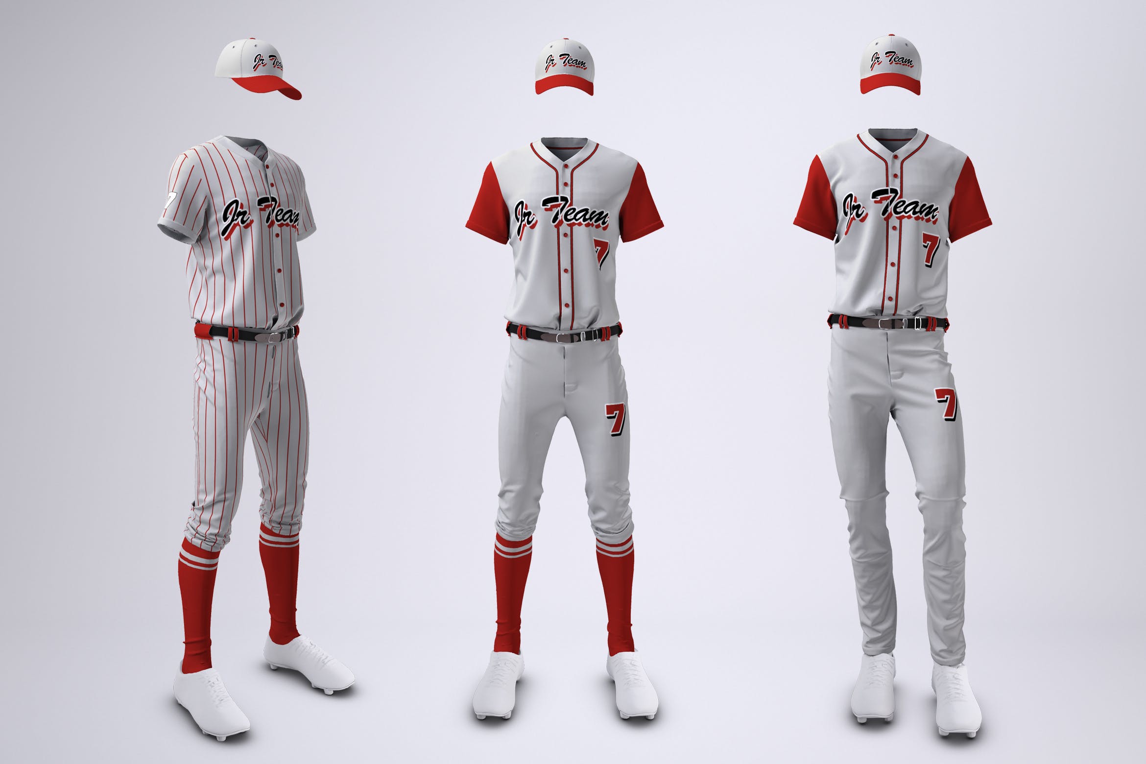 棒球队队服套装设计图样机素材库精选模板 Baseball Team Uniform Mock-up插图
