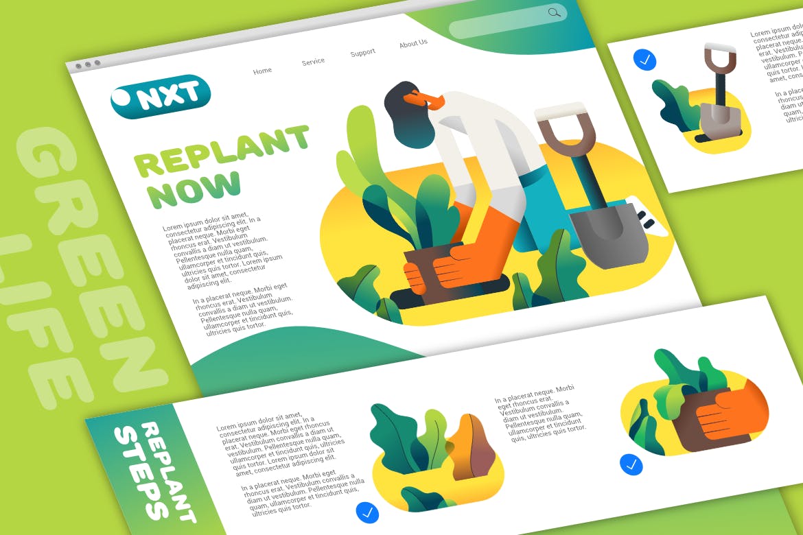 植物移植种植环境主题矢量图形素材 Replant Plant layout插图