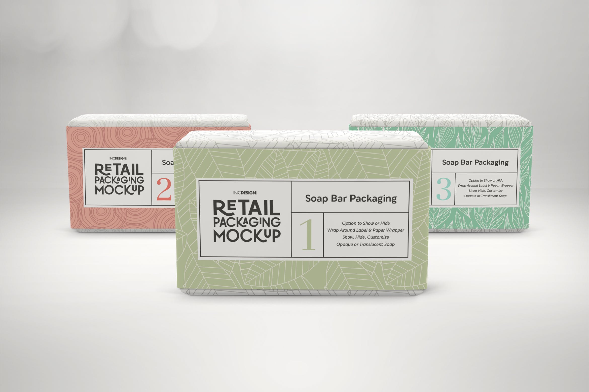 肥皂包装纸袋设计效果图素材库精选 Retail Soap Bar Packaging Mockup插图