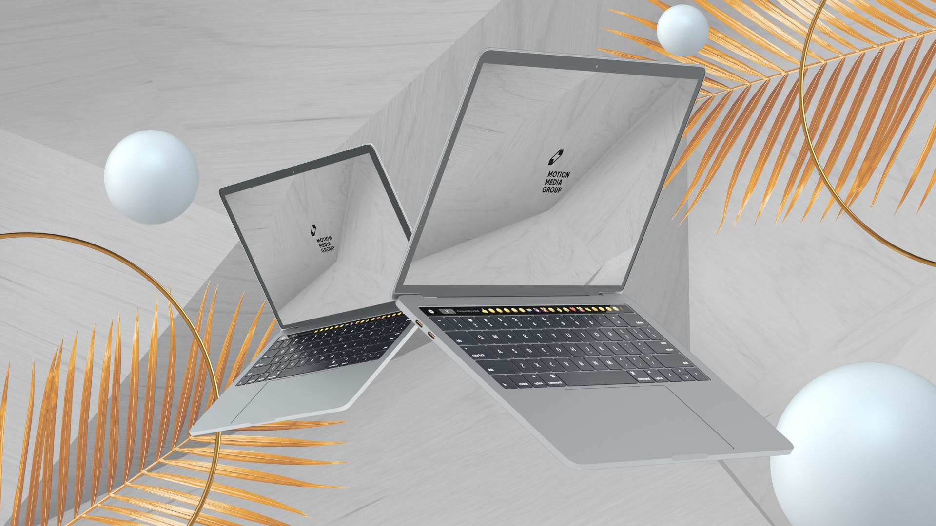优雅时尚风格3D立体风格笔记本电脑屏幕预览素材库精选样机 10 Light Laptop Mockups插图(7)