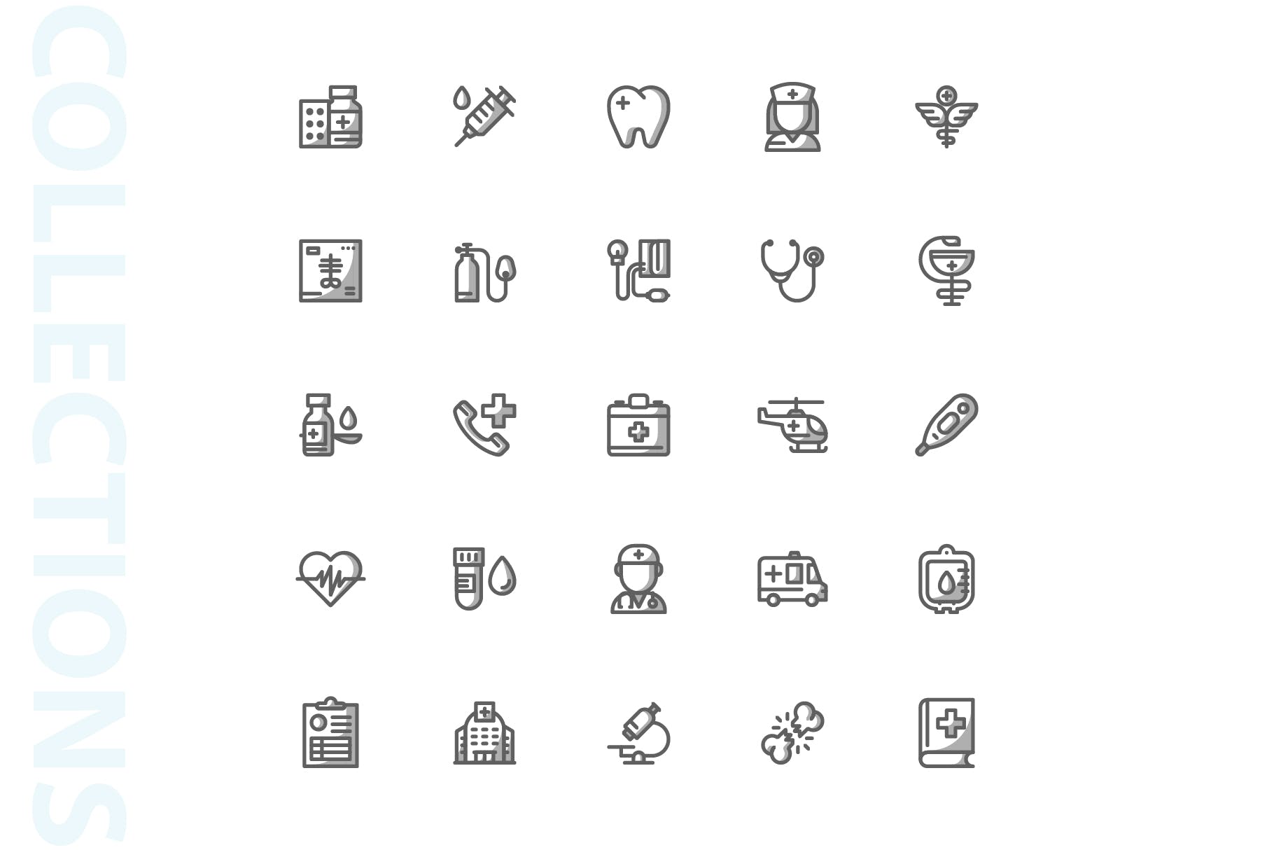 25枚医疗药物主题矢量阴影素材库精选图标v1 Medical Shady Icons插图(3)