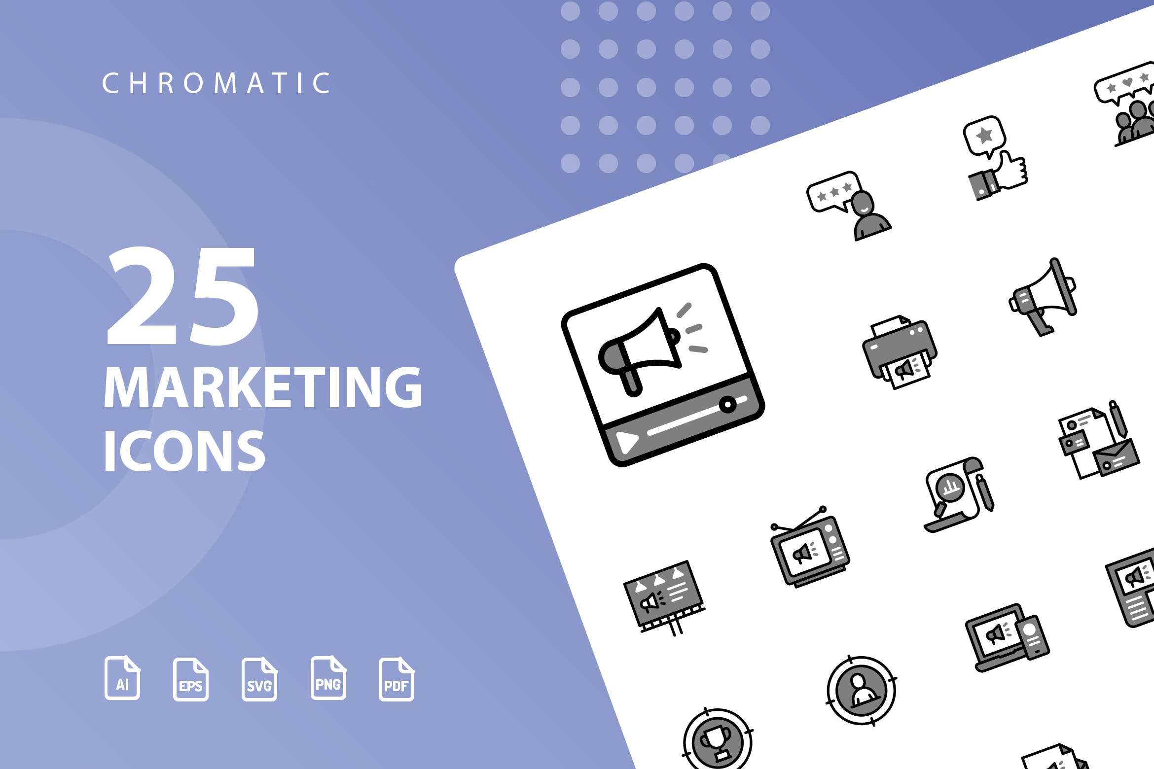 25枚市场营销Chromatic风格矢量非凡图库精选图标 Marketing Chromatic Icons插图