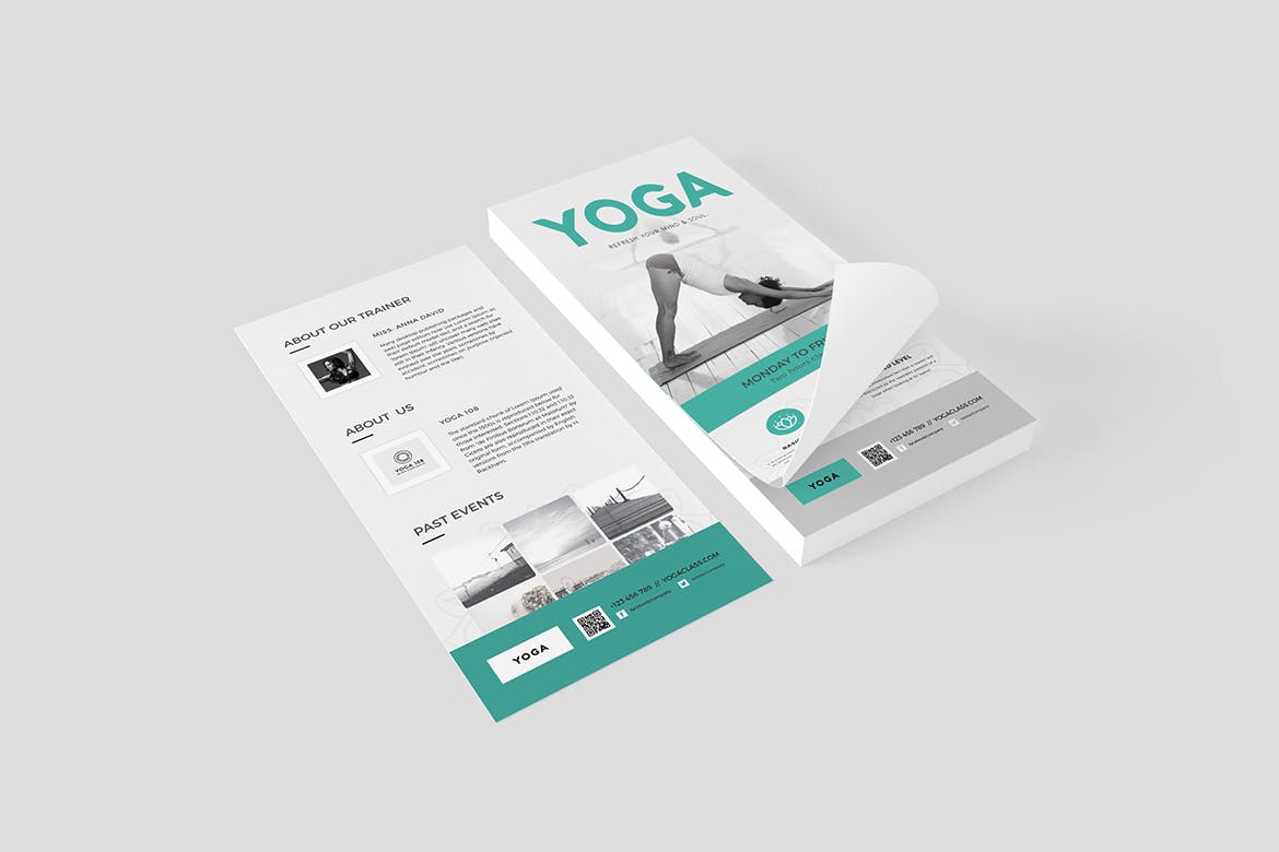 瑜伽培训资料DL宣传单设计模板 Yoga DL Flyer插图(1)