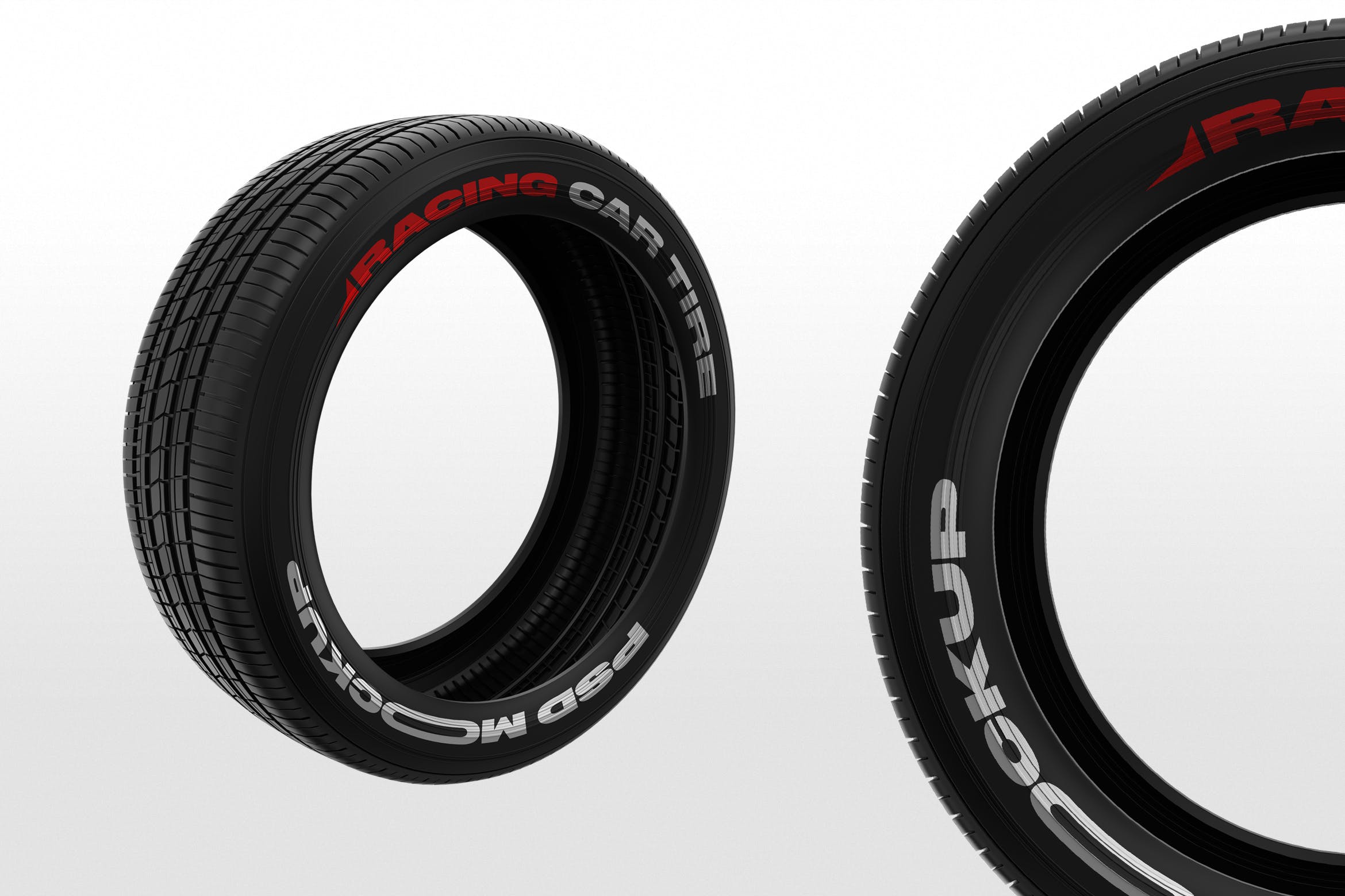 赛车轮胎外观喷涂图案设计预览素材库精选 Racing Car Tire Mockups插图