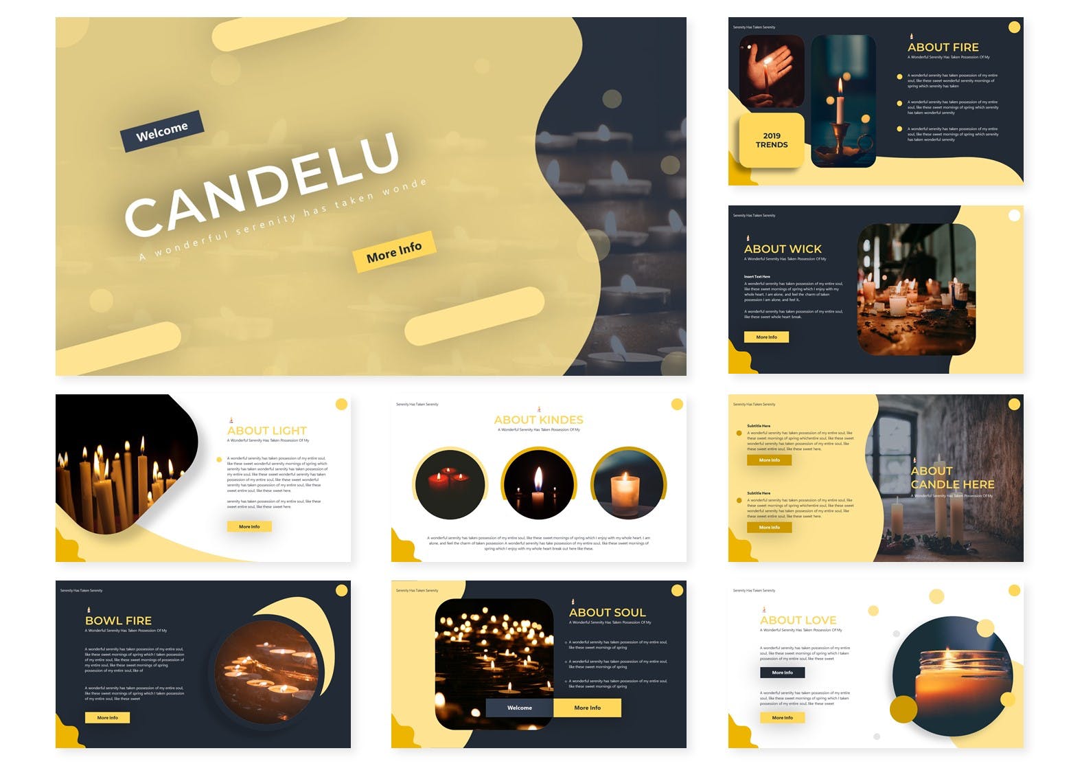烛光蜡烛元素版式设计16设计素材网精选谷歌演示模板 Candelu | Google Slides Template插图(1)