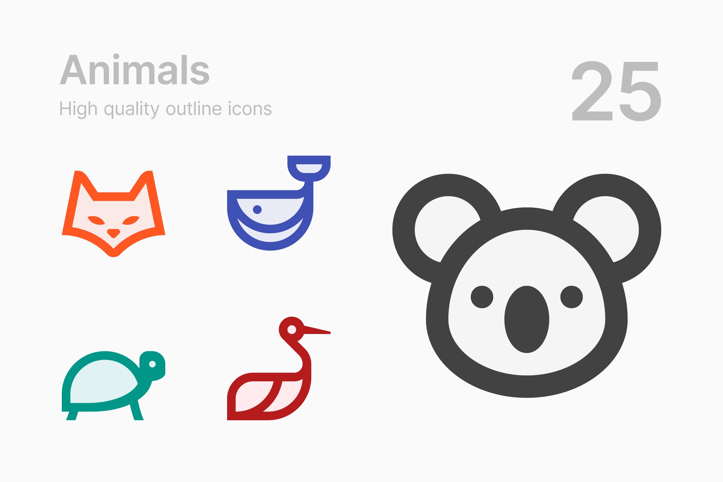 25枚动物简笔画图形矢量素材库精选图标v1 Animals插图