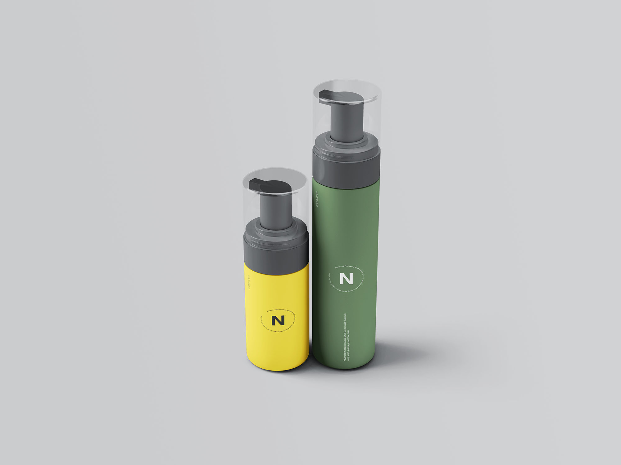 按压式化妆品护肤品瓶外观设计素材库精选模板 Cosmetic Bottles Packaging Mockup插图(5)