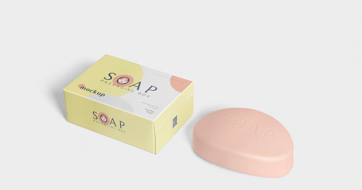 肥皂&包装盒设计效果图素材库精选 Packaging Box & Soap Mockup插图