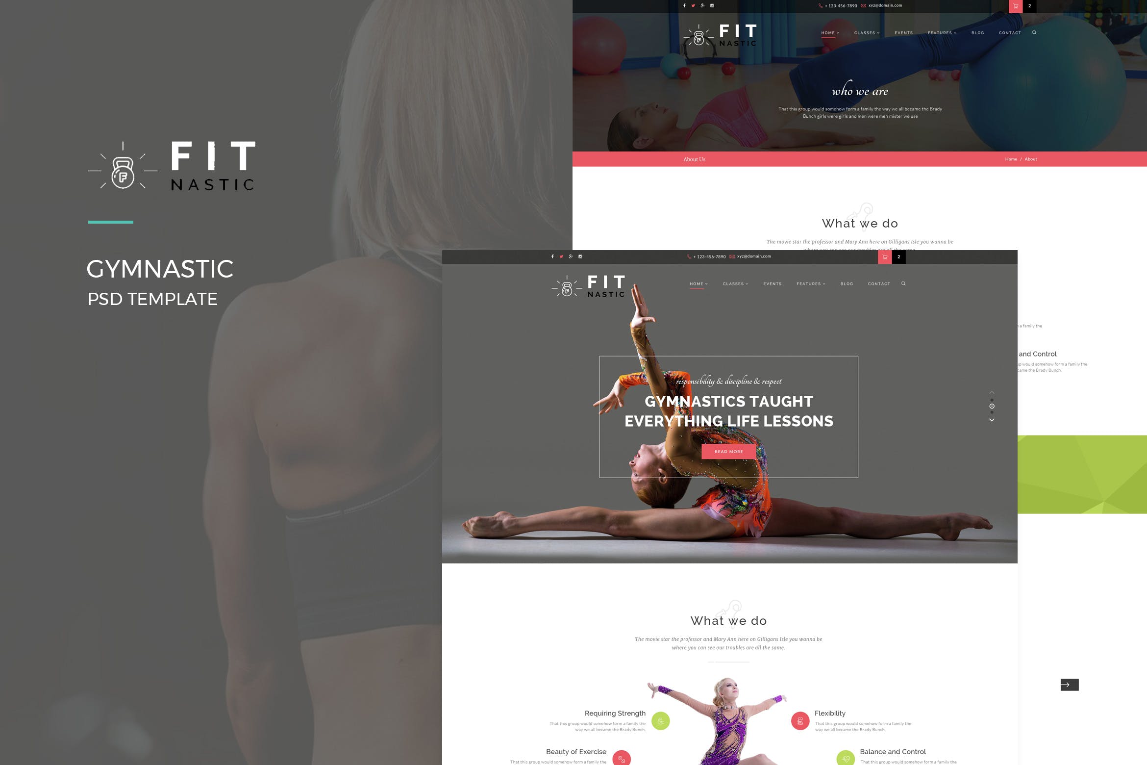 健身俱乐部网站定制设计PSD模板 Fitnastic – Gymnastic PSD Template插图