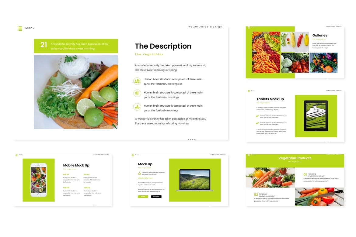 农产品/蔬果绿色食物主题PPT模板 Vegetable – Powerpoint Template插图(3)