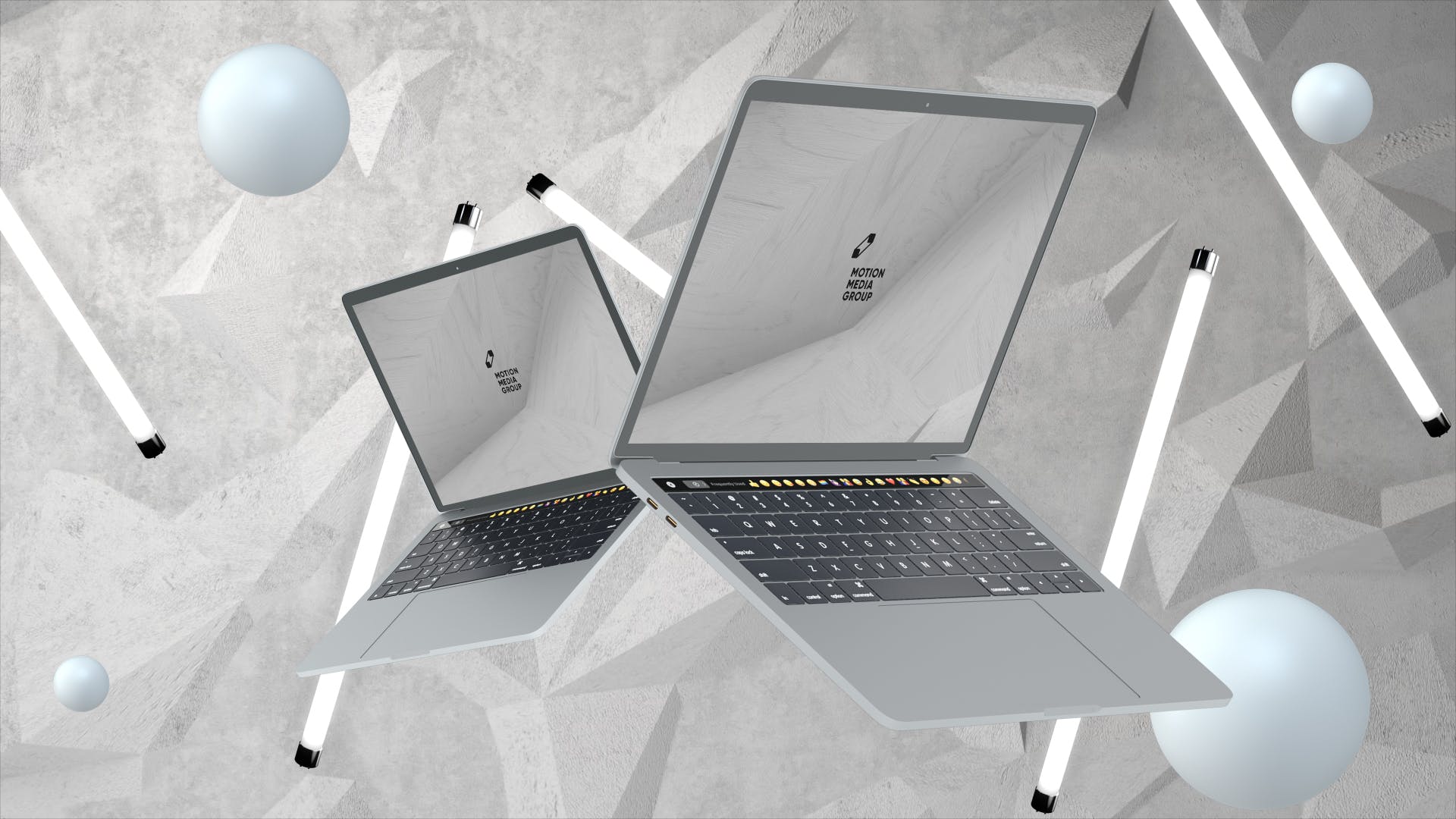 优雅时尚风格3D立体风格笔记本电脑屏幕预览素材库精选样机 10 Light Laptop Mockups插图(10)