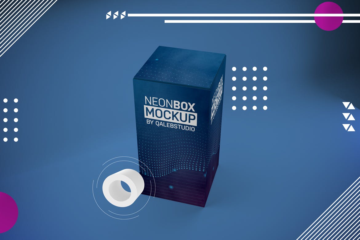 产品包装盒外观设计多角度演示普贤居精选模板 Abstract Rectangle Box Mockup插图(7)