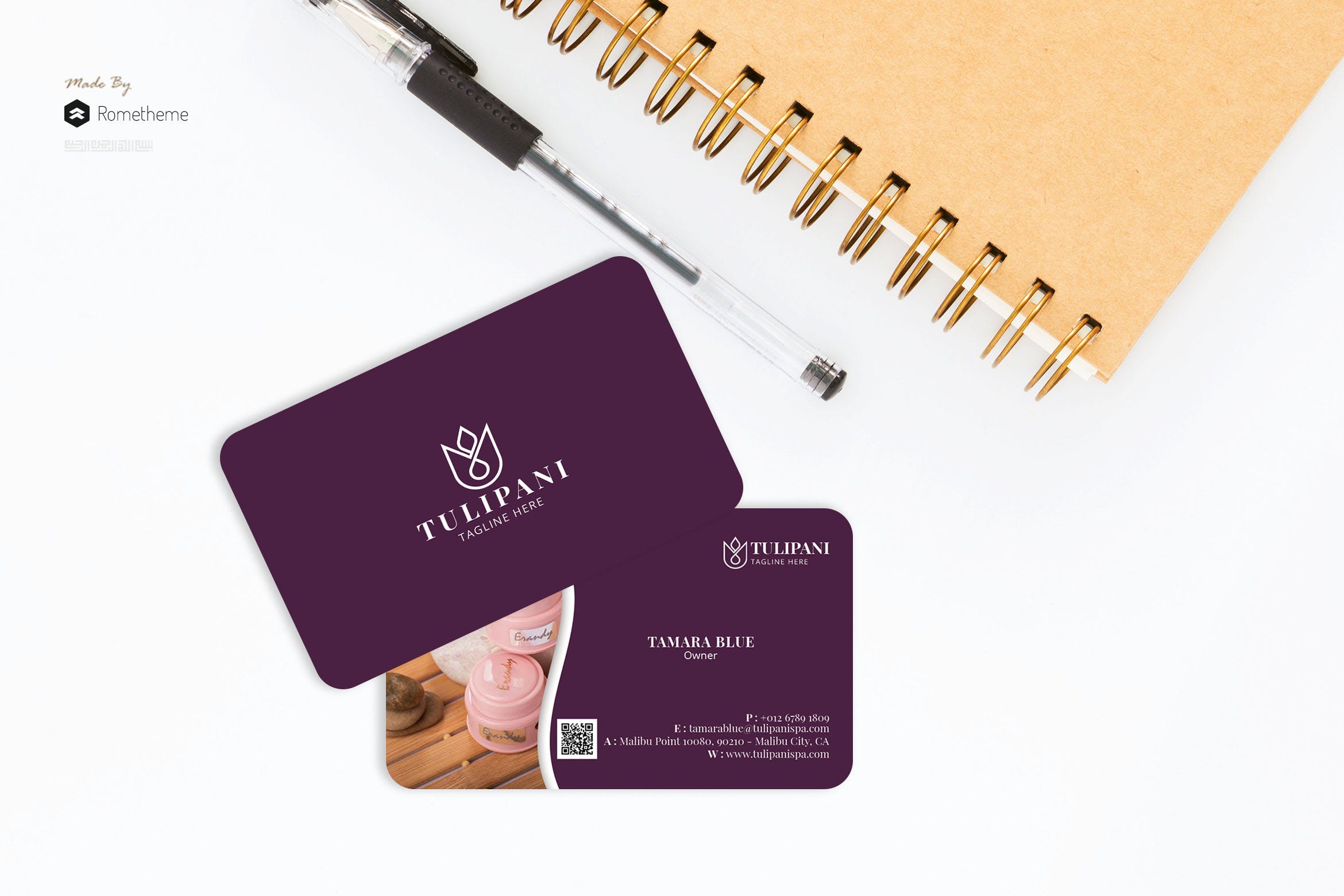 SPA美容会所圆角16设计网精选名片模板 Tulipani Spa – Business Card RB插图