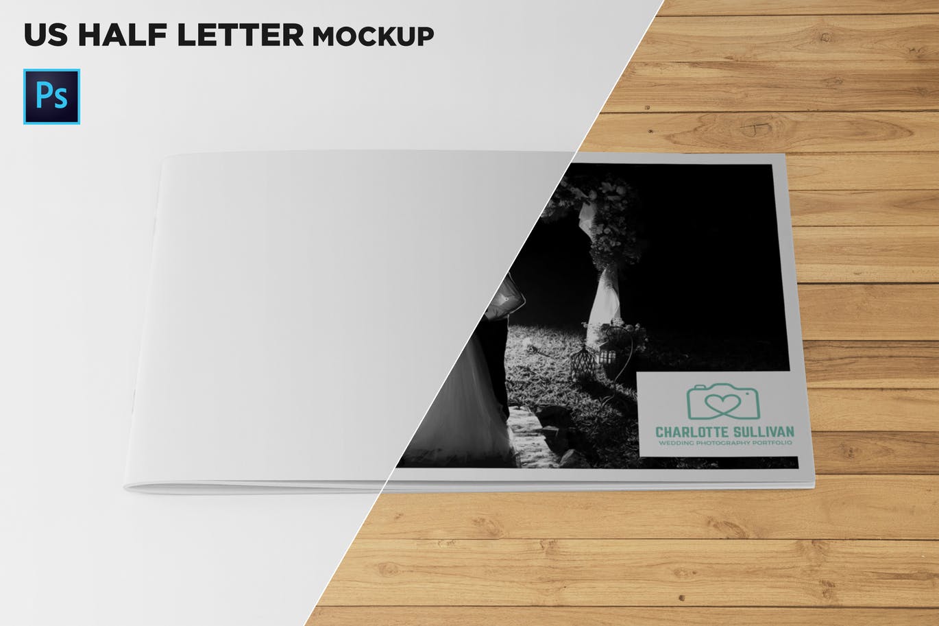 美国信纸尺寸宣传册封面印刷效果图样机非凡图库精选 US Half Letter Cover Brochure Mockup插图