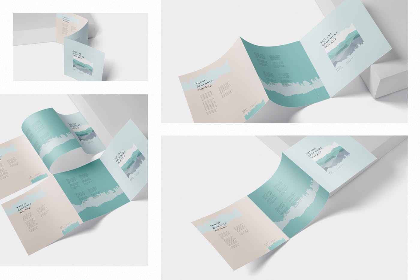 方形三折页宣传册传单印刷效果图样机16设计网精选 Tri-Fold Brochure Mock-Up – Square插图(1)
