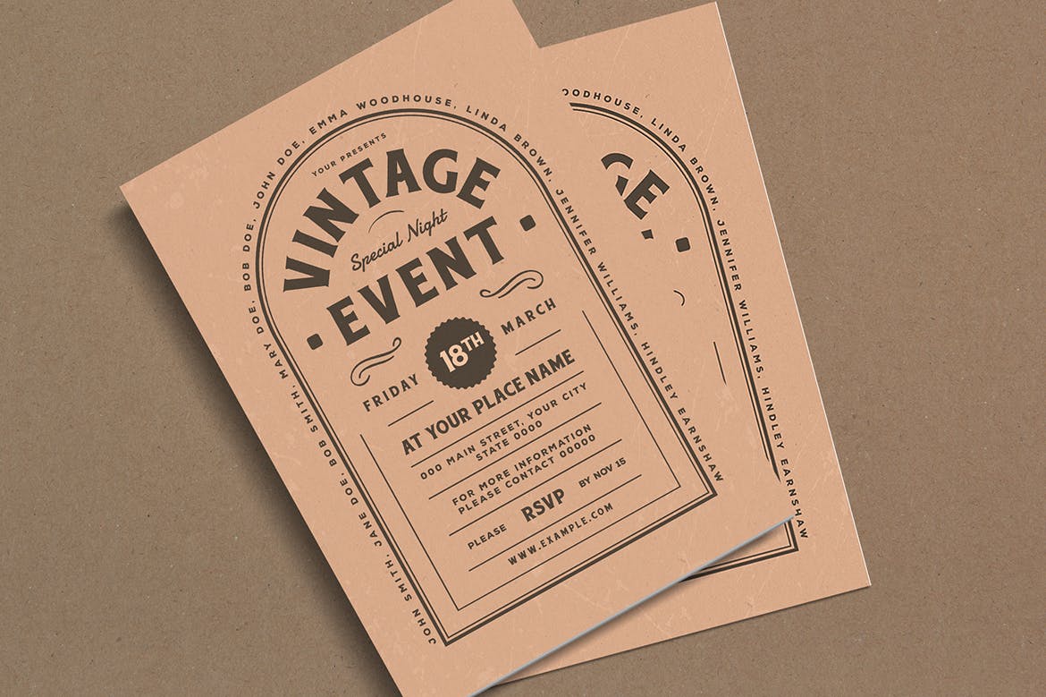复古设计风格活动传单设计模板 Vintage Event Flyer插图(2)