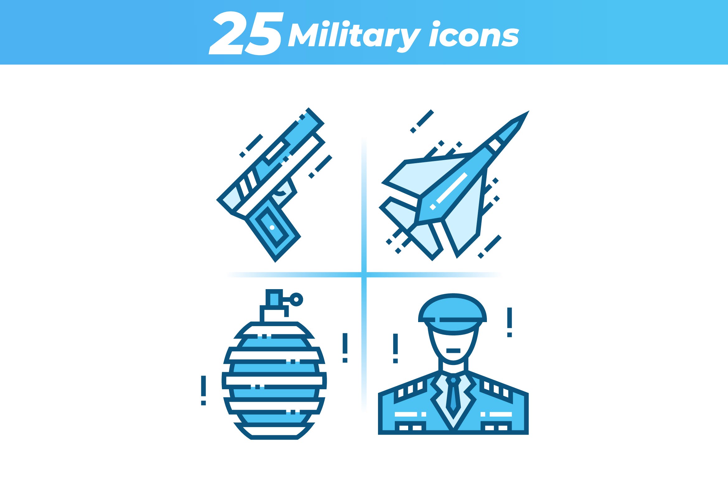 25枚军事主题矢量非凡图库精选图标 25 Military Icons插图