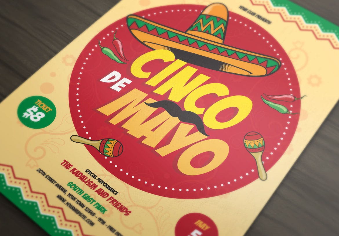 五月五日墨西哥爱国主义节日庆祝活动海报PSD素材16设计网精选模板 Cinco de Mayo Celebration插图(1)