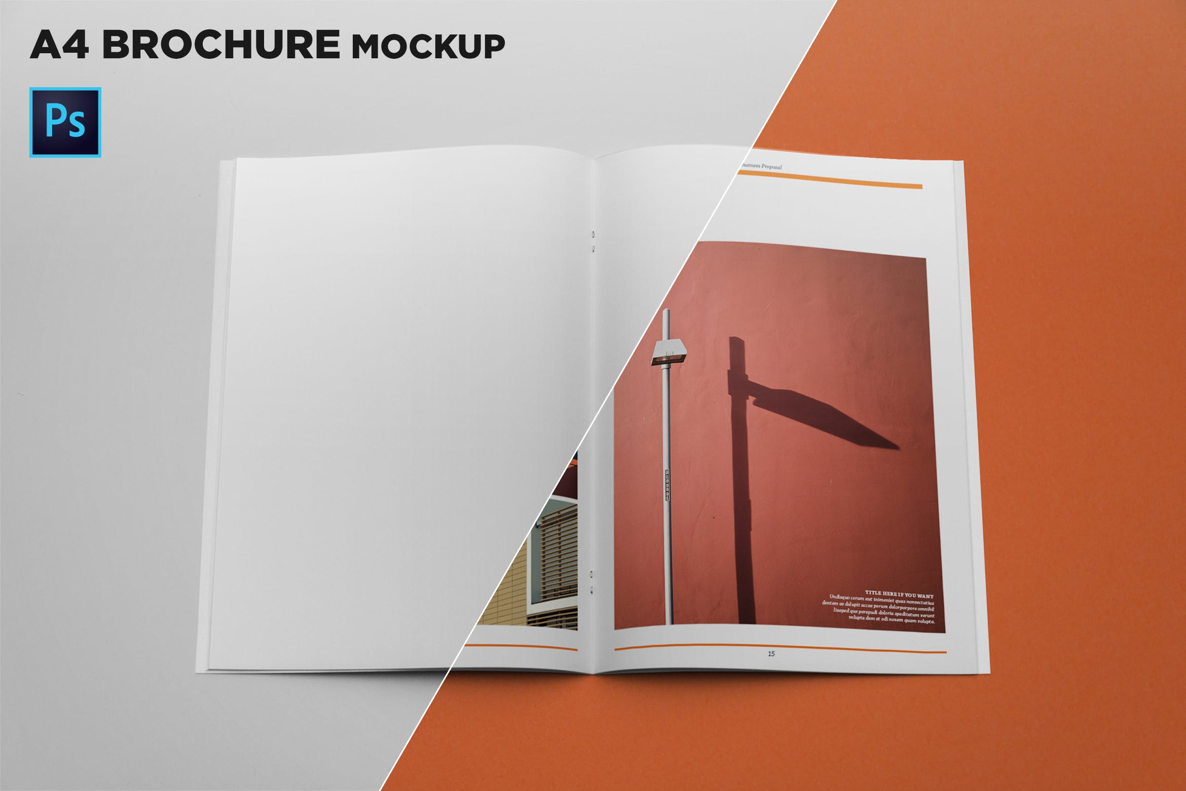 A4宣传小册子/企业画册内页设计顶视图样机16设计网精选 A4 Brochure Mockup Top View插图