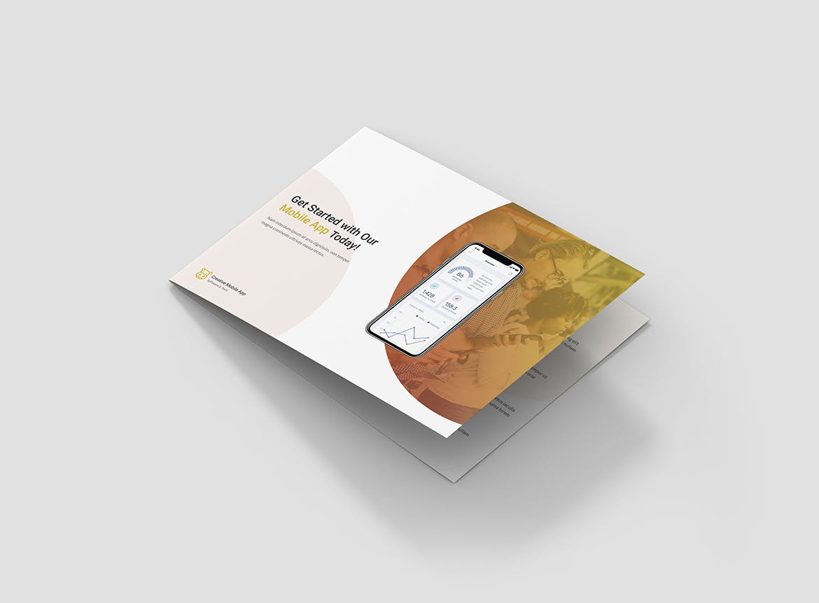 创意APP应用程序折页宣传单设计模板 Brochure – Creative App Bi-Fold A5 Landscape插图(10)