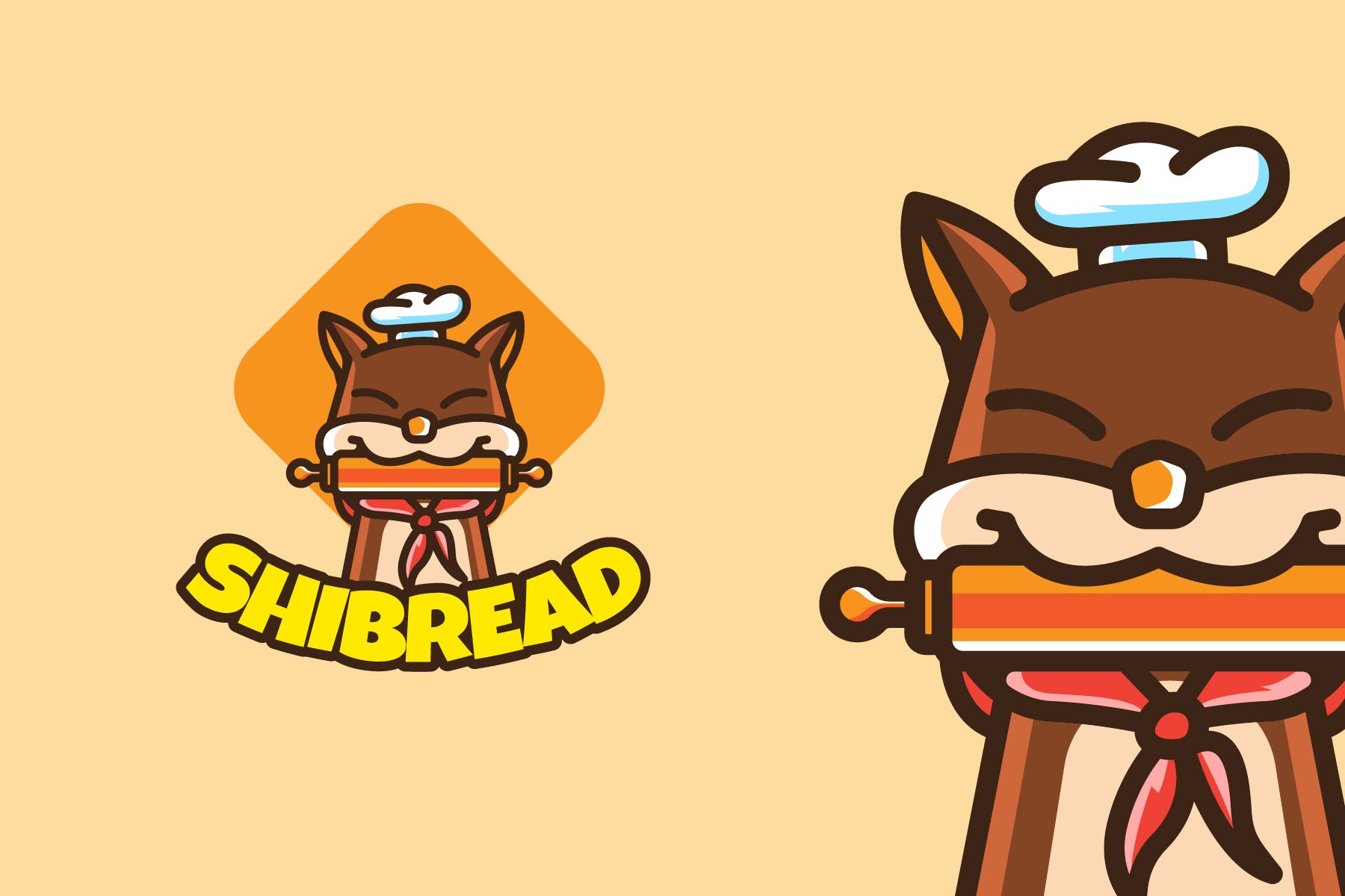 动物厨师卡通形象烘焙面包店Logo设计普贤居精选模板 SHIBA INU BAKERY – Mascot & Esport Logo插图