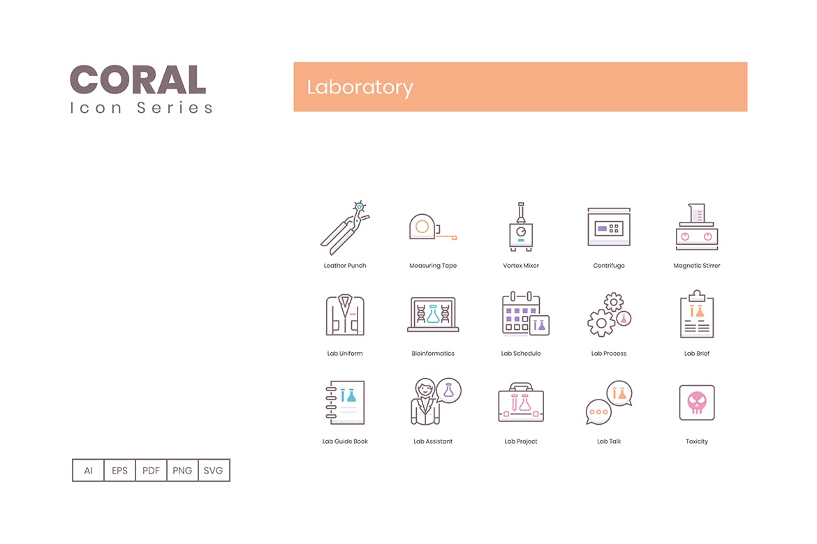 Coral系列-实验室主题矢量亿图网易图库精选图标 Laboratory Icons – Coral Series插图(5)