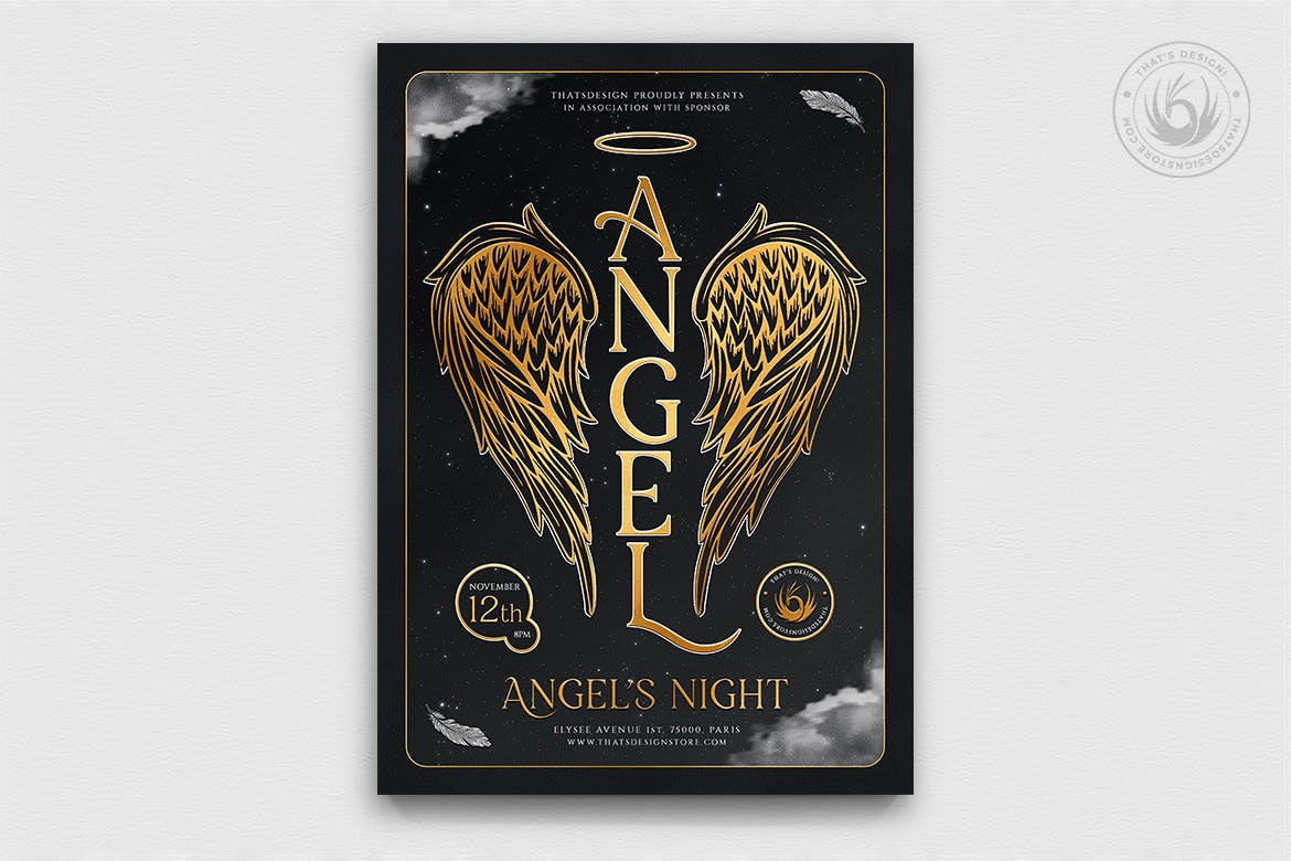 天使派对传单设计模板V3 Angels Party Flyer Template V3插图