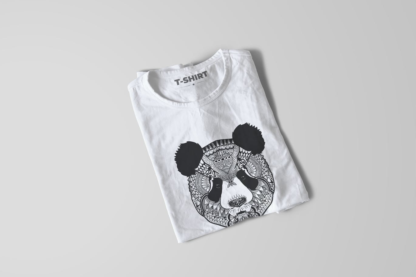熊猫-曼陀罗花手绘T恤印花图案设计矢量插画16设计网精选素材 Panda Mandala T-shirt Design Vector Illustration插图