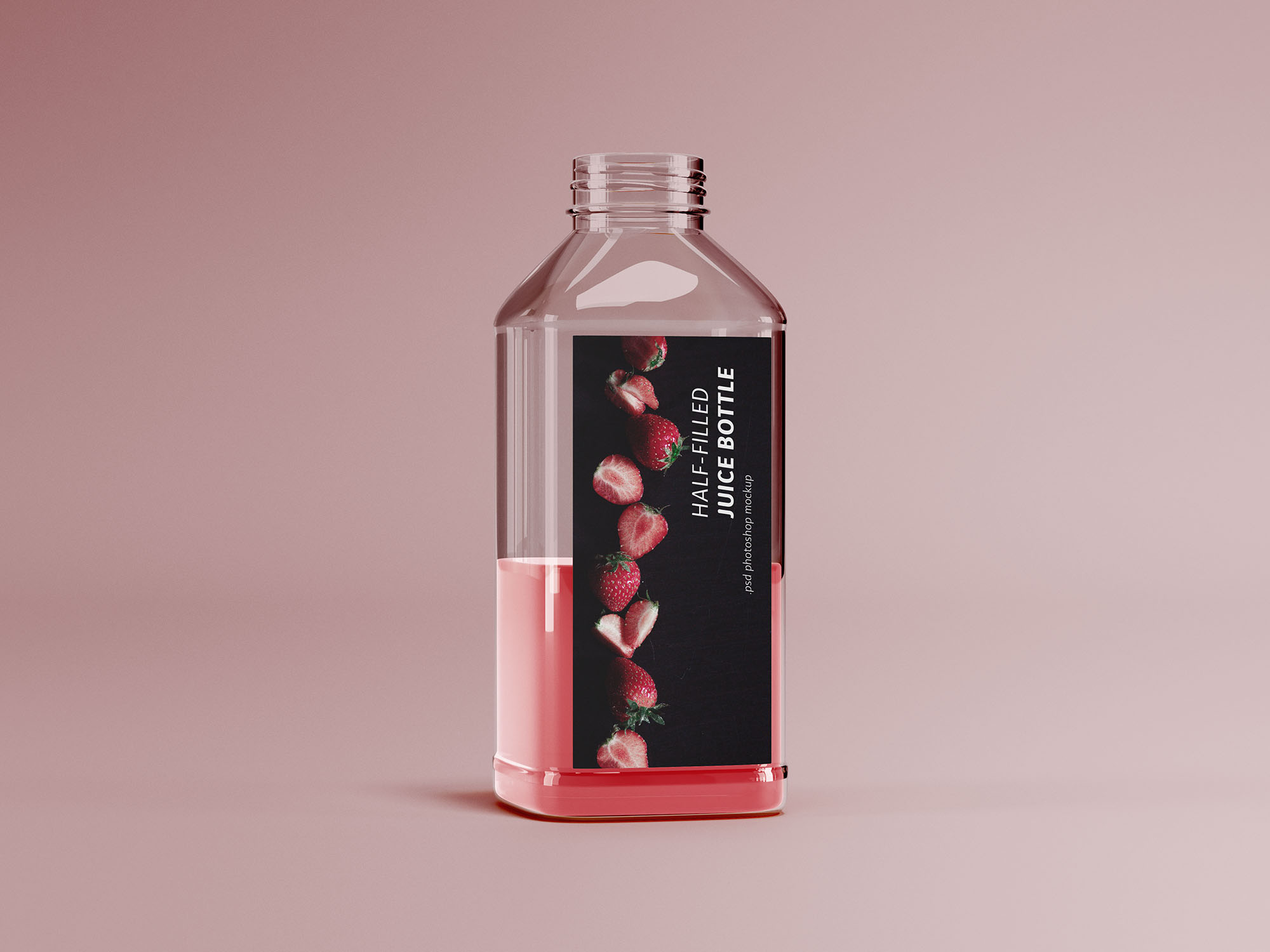 半罐透明塑料果汁瓶外观设计展示素材库精选 Half-filled Juice Bottle Mockup插图(1)