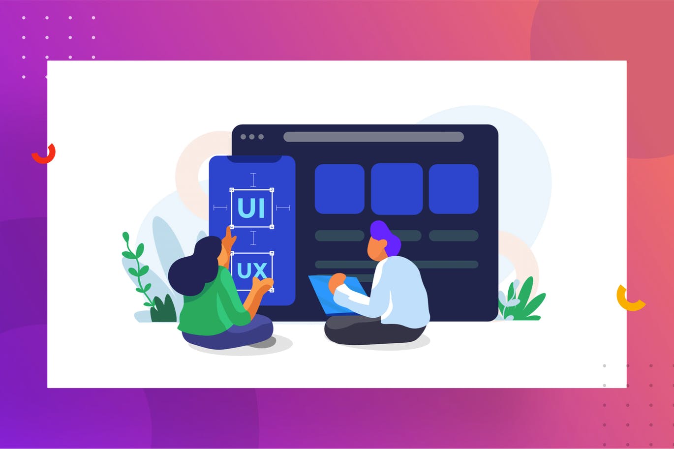 UI/UX设计主题矢量插画素材 UI/UX illustration插图