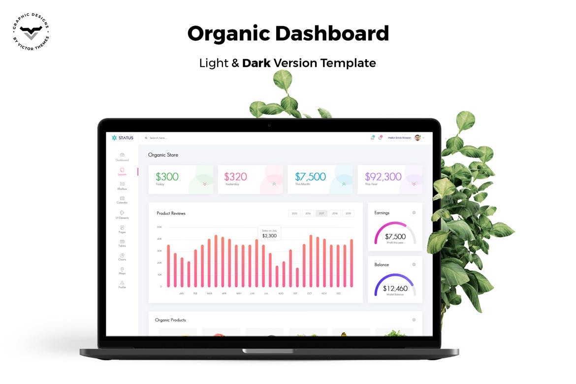 有机产品网上商城网站后台UI设计16设计网精选套件 Organic Store Admin Dashboard UI Kit插图(1)