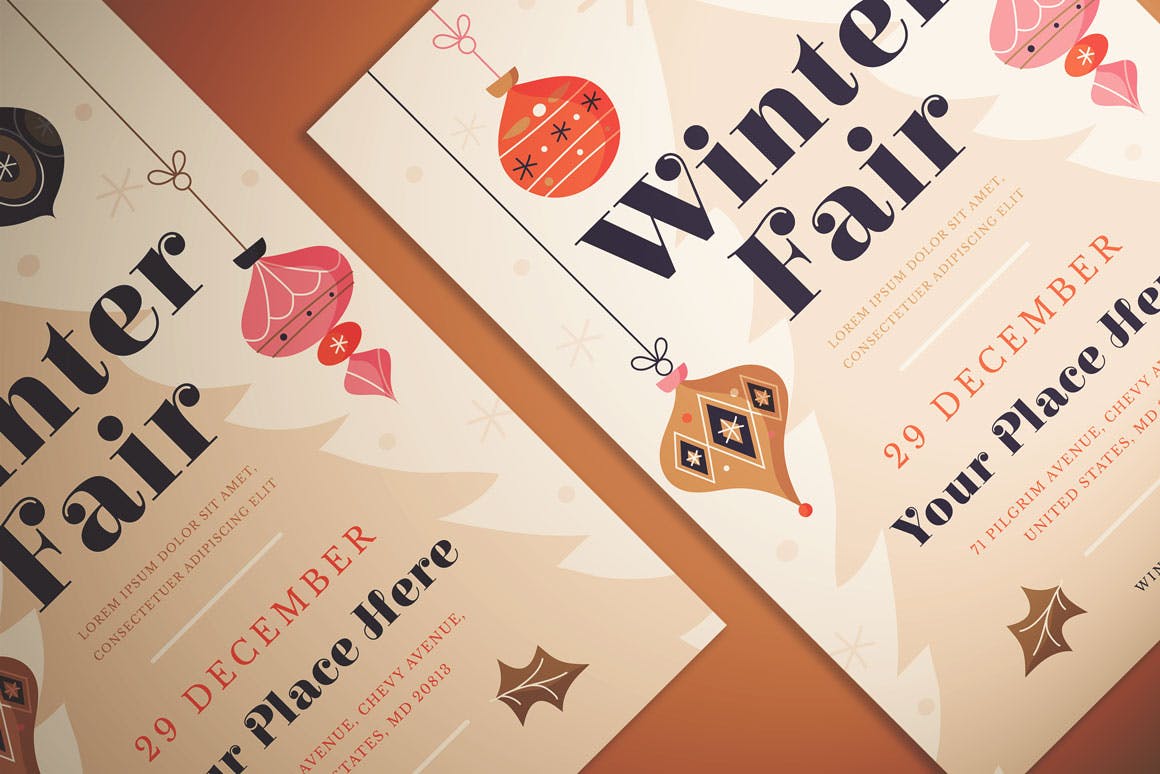 冬季博览会传单设计模板 Winter Fair Flyer插图(2)
