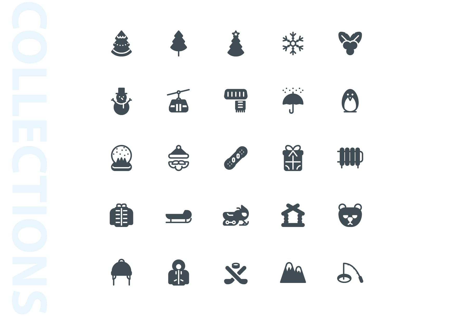 25枚冬天主题矢量字体亿图网易图库精选图标v1 Winter Glyph Icons插图(3)
