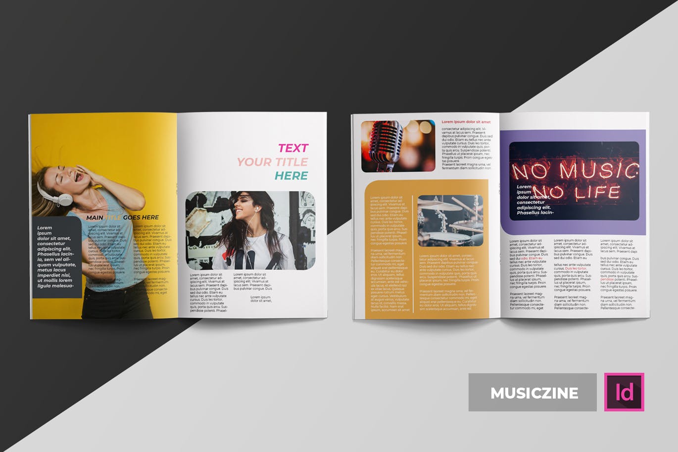 音乐主题专业普贤居精选杂志排版设计INDD模板 Musiczine | Magazine Template插图(1)